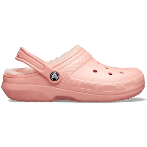 Image of Crocs unisex adult Men's and Women's Classic Lined | Fuzzy Slippers Clog, Melon /Melon, 11 Women 9 Men US