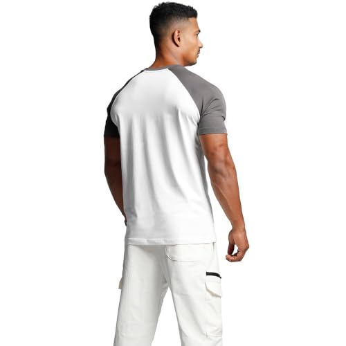 Image of Men's Cotton Short Sleeve Raglan Crew Neck Gym Workout Athletic Tee