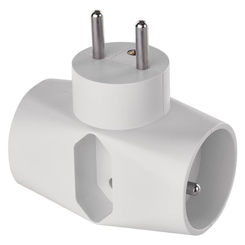 Rozgałęźnik 3x EMOS: 2x wtyczka typu E (Polska) + 1x wtyczka typu Euro, potrójne gniazdo wielofunkcyjne, białe, 16 A / 3680 W