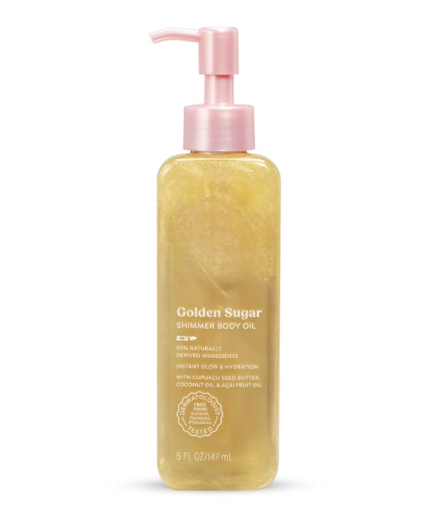 Golden Sugar Shimmer Body Oil for Radiant Skin, Soft Golden Glow, Lightweight Moisturizing Body Oil, 5 fl oz