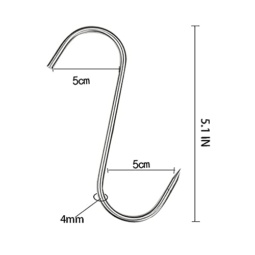 Meat Hooks 20PCS, 5.12 in Premium Stainless Steel Butcher Hook Smoking Hooks,Meat Processing for Hanging, Drying, BBQ, Grilling Sausage Chicken Beef Hook Tool (5.1inch(20Pcs))