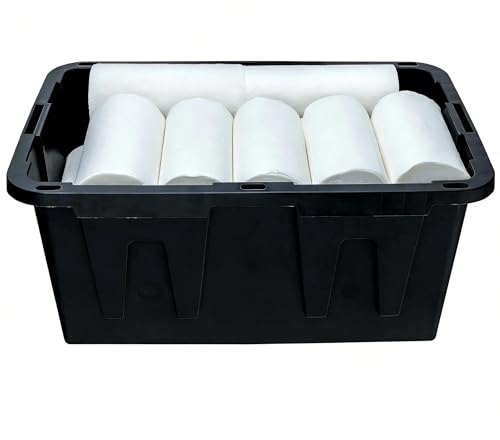 Image of 27 Gallon Heavy Duty Plastic Storage Bins with Lids, Black & Red (2) | Stackable large capacity plastic totes ideal for garage storage, household organization and moving supplies storage