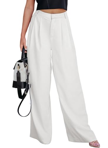 Dokotoo Women's Wide Leg Pants Business Casual Loose High Waisted Dress Palazzo Flowy Trousers