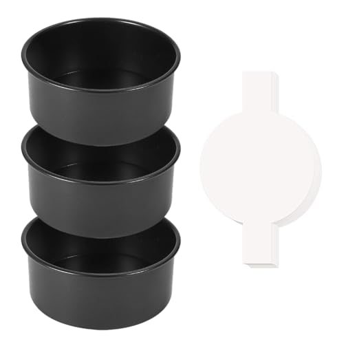 Harewtwy Tortiera da 6 Pollici - 3 Tortiere Rotonde con 100 Pezzi di Carta Pergamena, Teglie Antiaderenti per Torte, Lavastoviglie