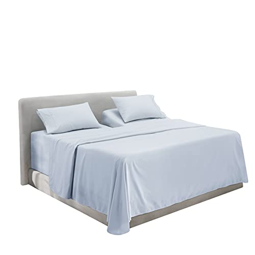 Image of Hearth & Harbor Extra Deep Pocket 5-Piece Bed Sheets Set - Super Deep Fitted Sheet 18-24 inces Depth, Fits High Profile Mattresses with Toppers, Split King, Ice Blue