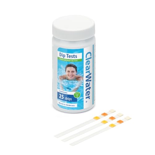 Clearwater Hot Tub, Pool and Spa Test Strips x 25-3 in 1 - Measures Chlorine, PH and Total Alkalinity