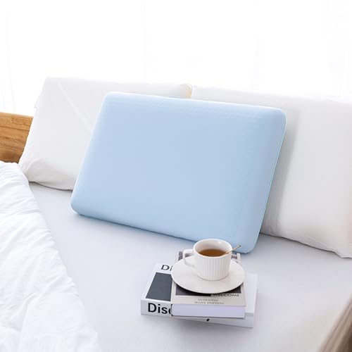 Image of EGOHOME Cooling Gel Memory Foam Pillow - Reversible Cooling Cover, Neck Support for Side, Back and Stomach Sleepers, Removable & Machine Washable, All-Season Comfort, Queen Size, Blue