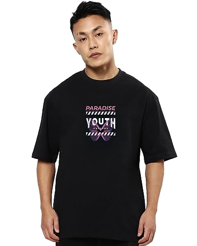Image of Mens Oversized Printed Half Sleeve Branded Cotton T-Shirt for Mens || Back Printed t Shirts for Men || Oversized t Shirts for Men