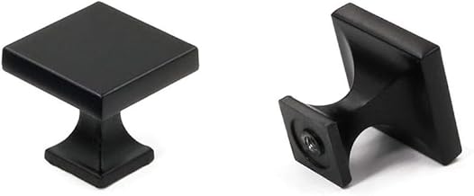 LONTAN 10 Pack Black Square Cabinet Knobs Zinc Alloy Black Cupboard Knobs for Kitchen Drawer and Wardrobe Bathroom Shower