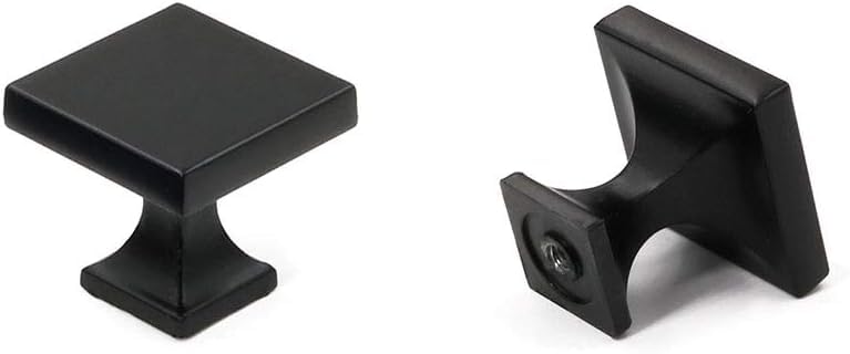 LONTAN 30 Pack Black Square Cabinet Knobs Zinc Alloy Black Cupboard Knobs for Kitchen Drawer and Wardrobe Bathroom Shower — image 1
