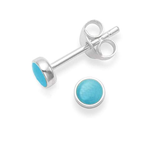Heather Needham Boucles d'oreilles en argent sterling avec turquoise - Taille : TINY 4mm. VEUILLEZ ETUDIER LA 2ème PHOTO POUR LA TAILLE Boîte cadeau. 5554TQ Cover