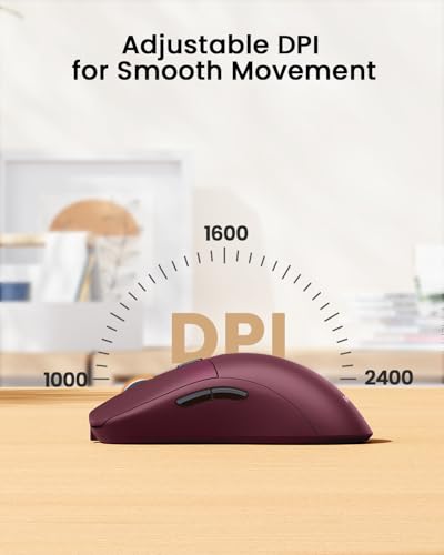 Image of ProtoArc EM15 USB C Mouse, Tri-Mode Bluetooth Mice for Laptop, Wine Red | 68g Ultra-Light, Full-Size Ergonomic Design, Silent Clicks, Rechargeable, Dual Receivers (Type-C & USB-A), for Windows, Mac
