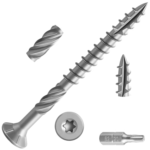 Image of Wensilon #10 * 3 inch 304 Stainless Steel Deck Screws, (377pcs) 5 lbs.Exterior Wood Screws, Rust Resistant Epoxy Coated, Bronze, T20 Star Bit