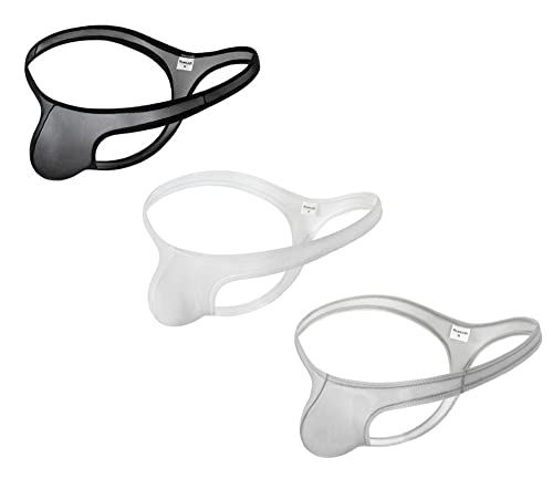 COMLIFE Men's Translucent Mesh Thong Underwear Low Rise High Stretch T-back Underpants