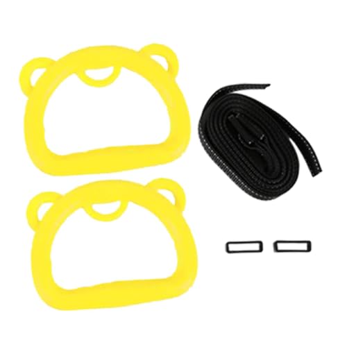 QSTDGVPW 2X Gymnastics Rings Gym Hanging Rings with Webbing Fitness Pull up Exercise for Home, Yellow