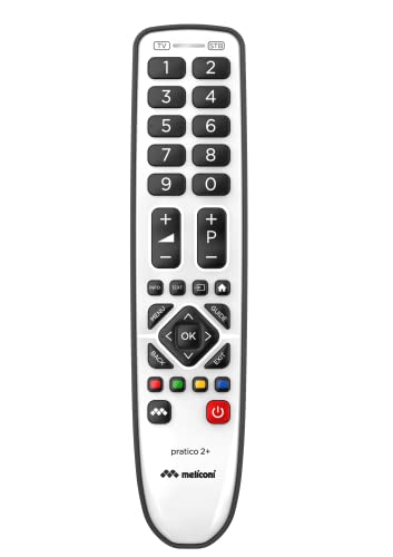 MELICONI Gumbody Pratico 2+ - Telecomando universale 2 in 1 con corpo in gomma, ideale per 1 TV e 1 Decoder esterno