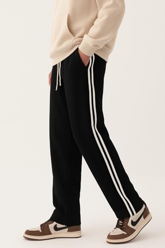Image of dockstreet Straight Wide fit Long Length Trouser Style Drawstring Trackpant for Men /Trending Sporty Style, Relaxed Casual Pants for Men