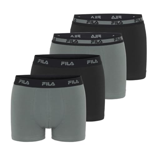 FILA Caleçon Boxer Homme Coton, Lot de 4, Kaki 37 (S)