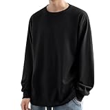 [ｉｎｏｔｅｎｋａ] Tシャツ メンズ 長袖 9.2オンス 肉厚生地 ロンT インナー おおきいサイズ クルーネック 100綿 透けない 秋服(ブラック L)