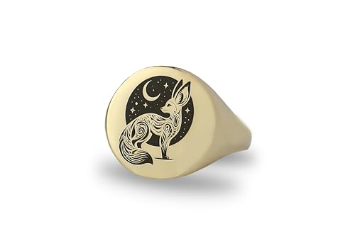 Bague chevalière en or 14k renard gravée bague boho femme