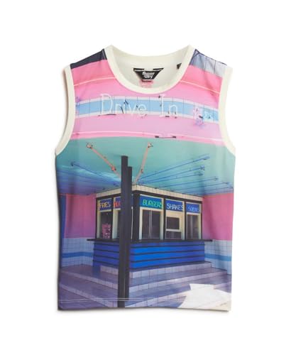 Superdry Para Mujer. W6011959A Camiseta De Tirantes Con Subestampado Blanco (S), Casual, AlgodóN, Sin Mangas / Tirantes - 4