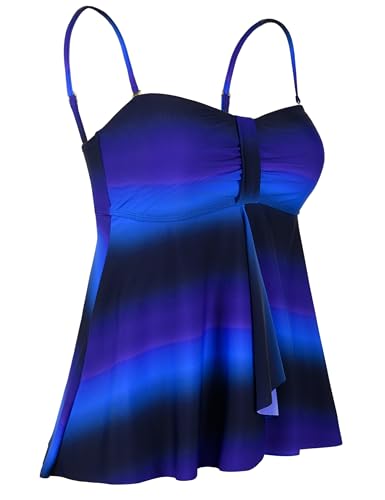 Image of Hilor Women's Flyaway Tankini Top Bandeau Swimsuit Flowy Bathing Suit Tummy Control Swimwear