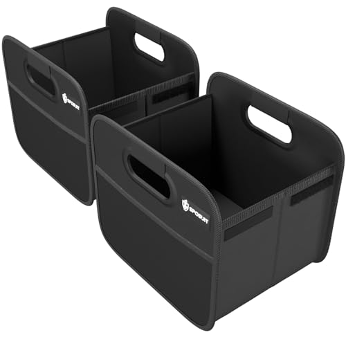 Sposuit Trunk Organizer for Car - Collapsible Split Trunk Storage with Reinforced Handles, SUV Trunk Organizers for Grocery Cargo(Black, 2Pack)
