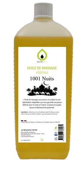 Purespa Huile de Massage végétale parfumée - 100% Massage Naturelle relaxante et exotique (1001 Nuits, 1 Litre)