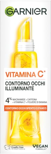 Garnier SkinActive Contorno Occhi Illuminante, Vitamina C, Per uno Sguardo Più Fresco e Riposato, Antirughe, Riduce Occhiaie, Leviga Linee Sottili, Attenua Borse, Adatto a tutti i tipi di pelle, 15 ml