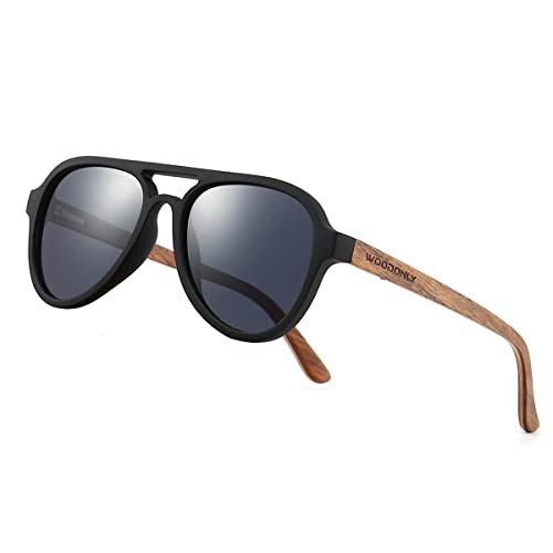 Aviator Wood Polarized Sunglasses - Designer Style Wooden Shades for Men and Women Birthday, Christmas Gifts