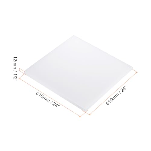 Image of 24 inch x 24 inch x 1 /2 inch HDPE Plastic Sheet, High Density Polyethylene Sheet Cutting Board White Solid Block, [for DIY, Home Floor]