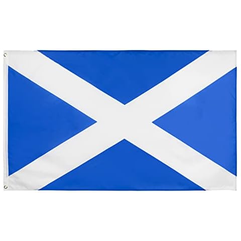 Cosymate Scotland Flag Scottish Flag St Andrews Flag Saltire Polyester Flag 3x5ft with Brass Grommets, Vivid Color, UV Fade Resistant, Canvas Header, Double Stitched, Scotland Flag, 90x150cm Cover