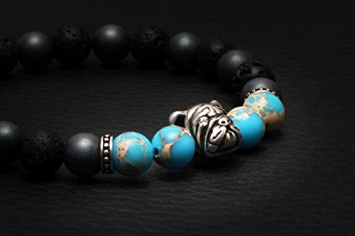 Pulsera Unisex de Cuentas Onix y Lava Natural miniatura 5