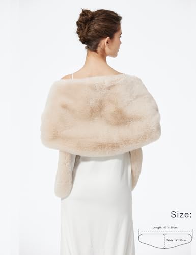 BEAUTELICATE Luxury Faux Fur Shawl Bridal Party Evening/Wedding Wrap Stole Winter3