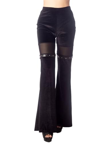 Pantalon maille transparente évasé stretch à taille élastique