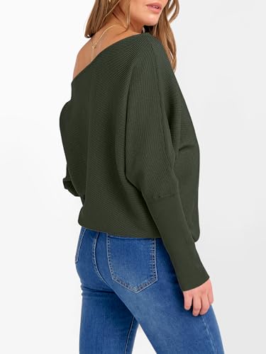 Image of ANRABESS Womens Off Shoulder Sweaters 2026 Fall Long Batwing Sleeve Loose Fit Knit Tops Casual Pullovers Jumpers