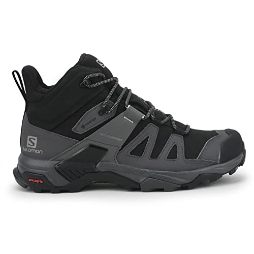 Salomon Botas de caminhada masculinas X Ultra 4 Mid Gore-tex, Preto/ímã/azul pérola, 8.5