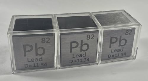 Image of 1.5 inch 38.1mm Lead Plumbum Metal Cube Pb up to 99.9% Pure Periodic Table Element Engraved Density Collection Science Education Display Block Cube + Acrylic Case Box - 1PC