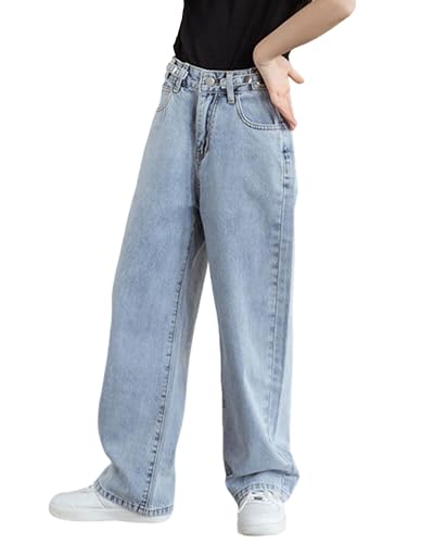 SANGTREE Baggy Jeans for Girls Wide Leg Jeans Elastic Waist Denim Pants Kids Clothes 6-14 Years4