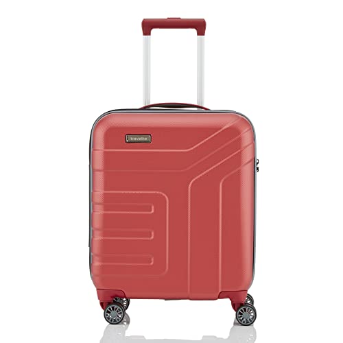 travelite 4-Rad Handgep&auml;ck Koffer mit TSA Schloss erf&uuml;llt IATA Borgep&auml;ck Ma&szlig;, Gep&auml;ck Serie VECTOR: Robuster Hartschalen Trolley in stylischen Farben, 072047-88, 55 cm, 40 Liter, koralle (rot)