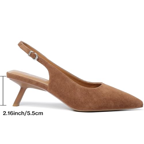 Image of Mostrin Kitten Heels for Women Pointed Toe Pumps Patent Leather Low Heel Slingback Heels with Buckle Dress Shoes for Dating Party Working