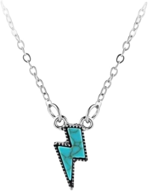 Natural Turquoise Necklace Bohemian West Jewelry Cross Lightning Love Necklace -2