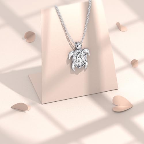 Moissanite Turtle Necklace 925 Sterling Silver Turtle Pendant with Lab Grown Diamond Turtle Jewelry for Women3