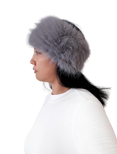 Lina & Lily Women's Winter Headband Head Ear Warmer Long Pile Faux Fur (Light Grey) - Image 4