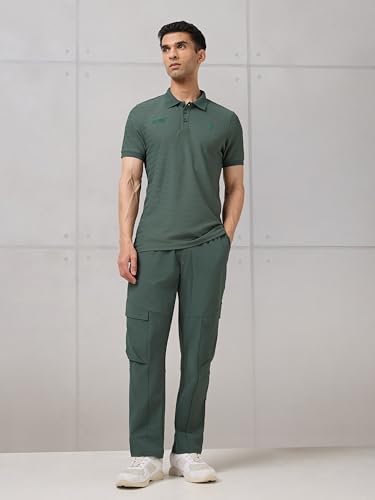 Image of TECHNOSPORT Men's Regular Fit Active Out Cargo Track Pants with UPF50+, Quick Dry for Gym, Sports & Regular Use