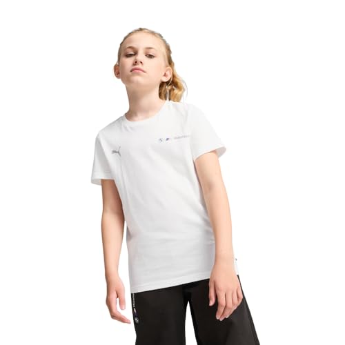 T-shirt décontracté PUMA BMW MMS pour garçons : maillot blanc de sport automobile