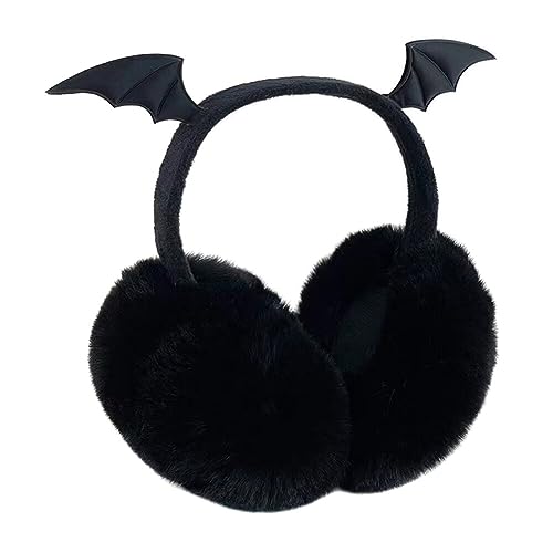 Warm Earmuffs Headband Halloween Headband Devil Horns Bat Ear Muff Headband Fluffy Winter Ear Muffs Plush Ear Warmers