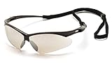 Pyramex Safety PMXTREME Eyewear, Black Frame with Cord, Indoor/Outdoor Mirror Lens