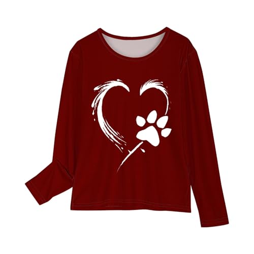 Girls Long Sleeve T-Shirts Dog Claw Graphic Tees Shirts Fall Cotton Basic Tshirts Tops 3-14 Years2