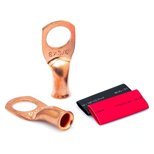 Wirefy 8 Gauge Copper Ring Terminals, 10 pcs